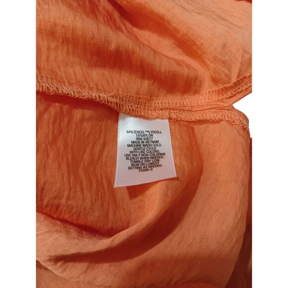 NEW WORTHINGTON Tunic‎ Top Kaftan Blouse XL Orange Long Lightweight Dressy Work - Picture 6 of 8